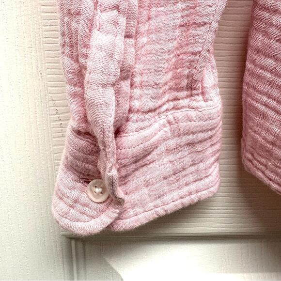 Beach Lunch Lounge Pink Crinkle Shirt, Button Down Blouse, Anthropology, Size M - Picture 6 of 10